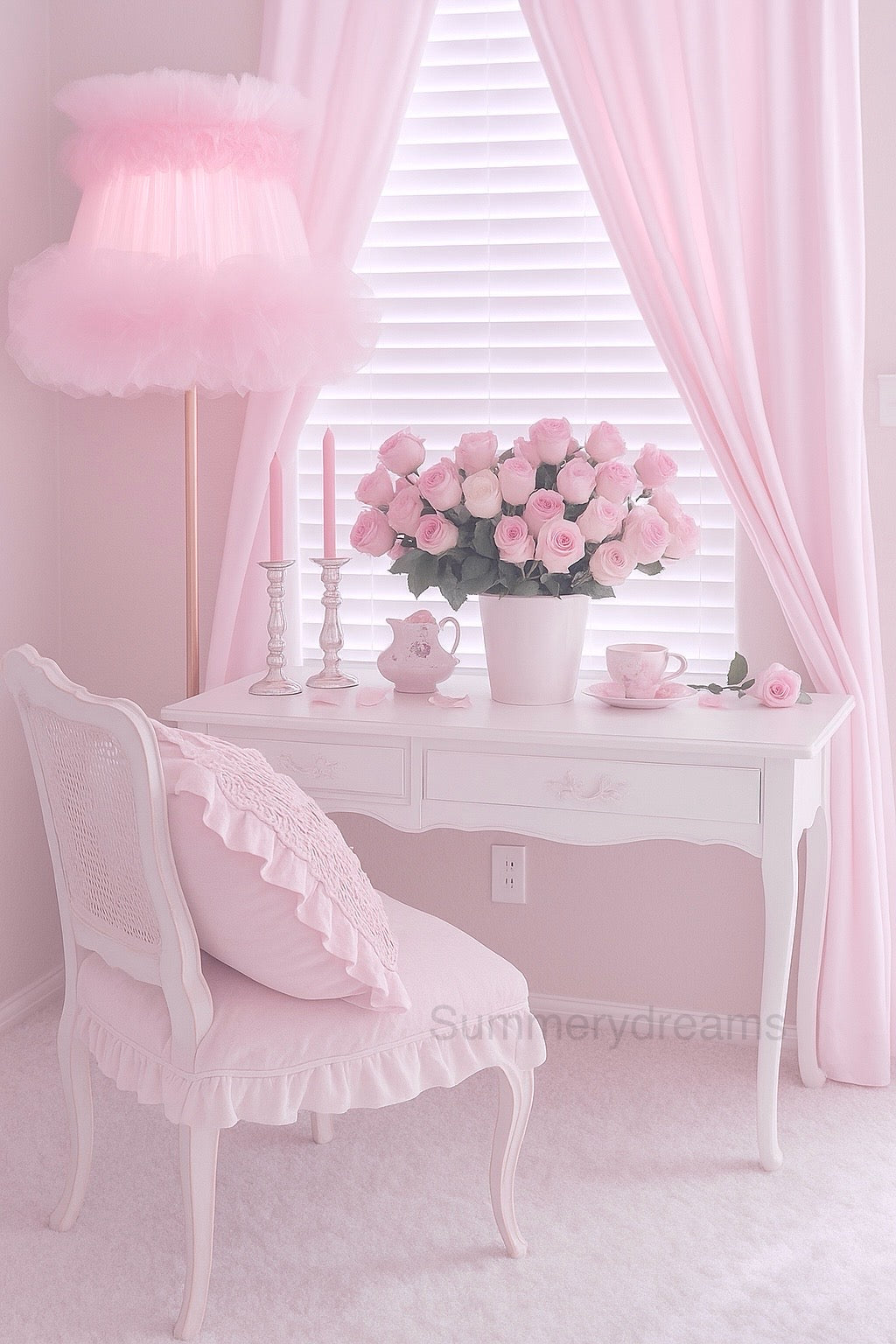 Pink Tulle net coquette lampshade