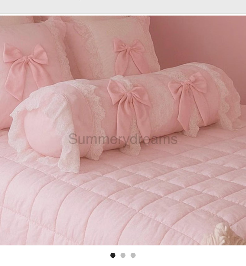 Set of 2 Small pink bow attachments for cushions and more