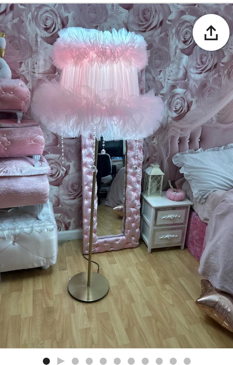 Pink Tulle net coquette lampshade