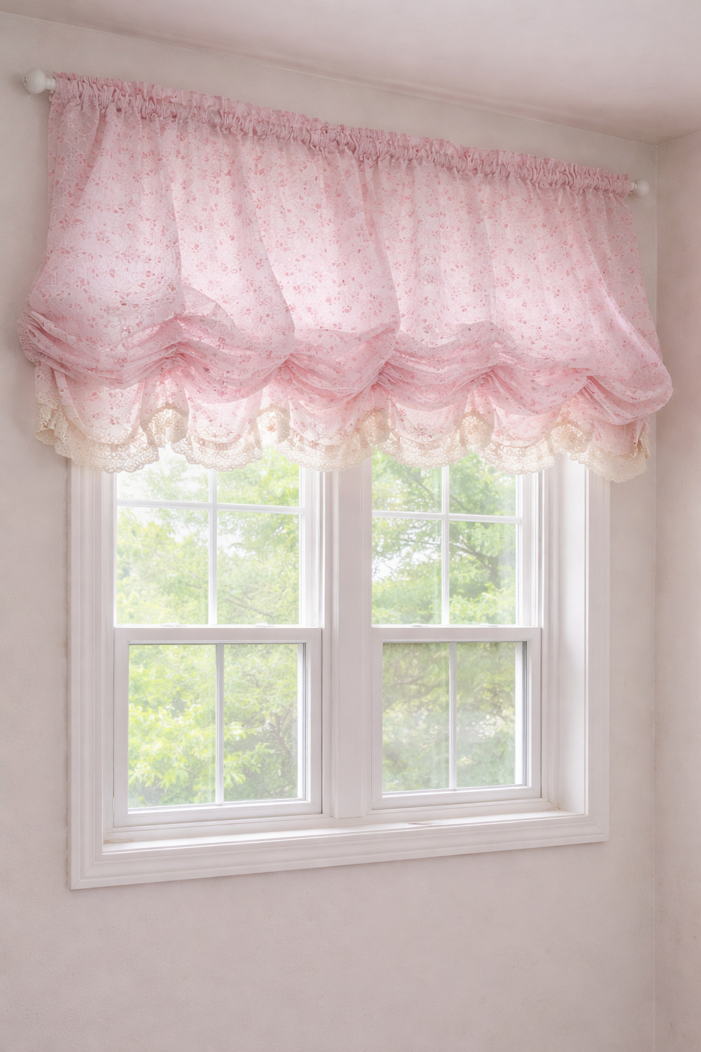 Fairytale pink embroidered curtain
