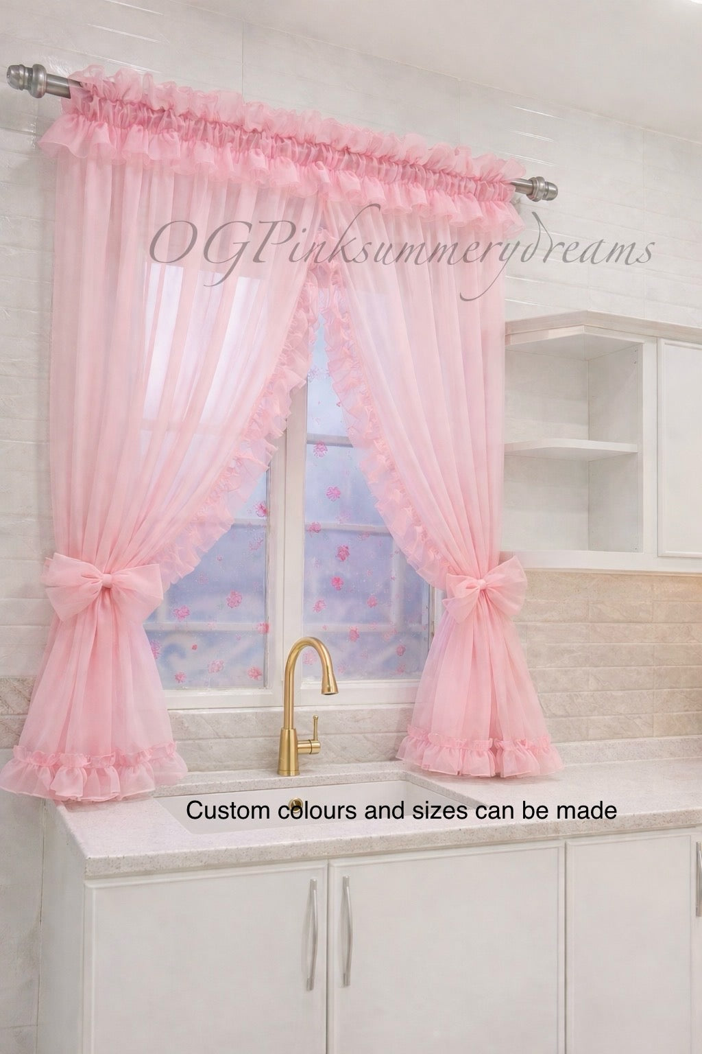 Fairytale ruffled sheer curtain panels pair