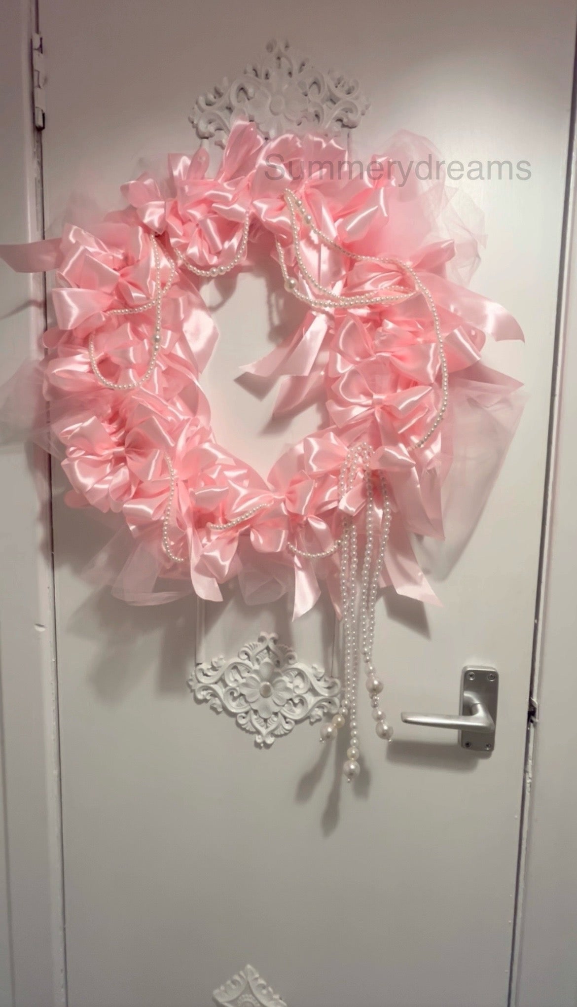 Pink Ribbon Bow Wreath 45cm