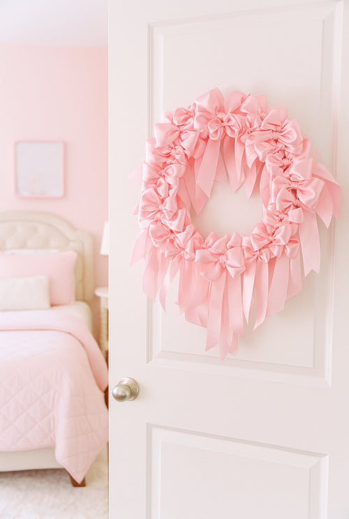 Pink Ribbon Bow Wreath 30cm