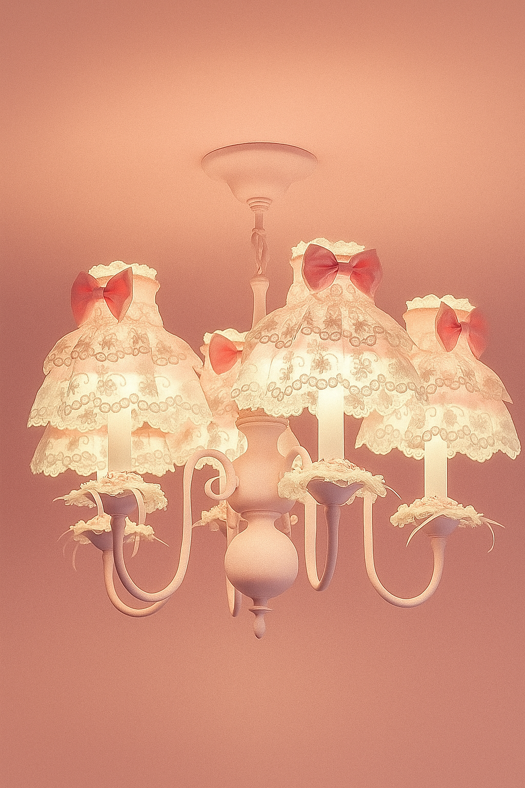 Set of 6 French Lace Handmade Clip-On Lampshades – Cottage Chic Shabby-Romantic Candle Clip Sconce & Chandelier Shades