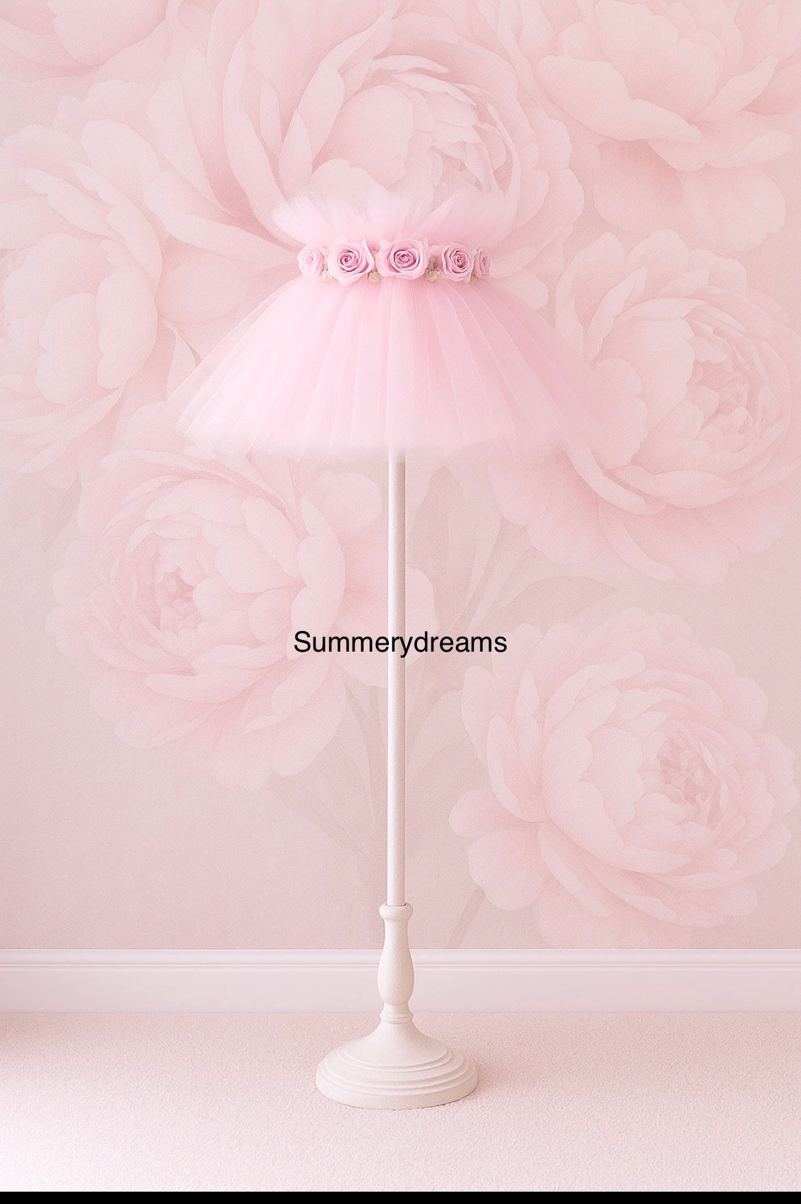 Pink Tulle Lampshade with Roses Romantic Tutu Lamp Shade Shabby Chic Floral Decor Nursery or Bedroom Lighting Accent
