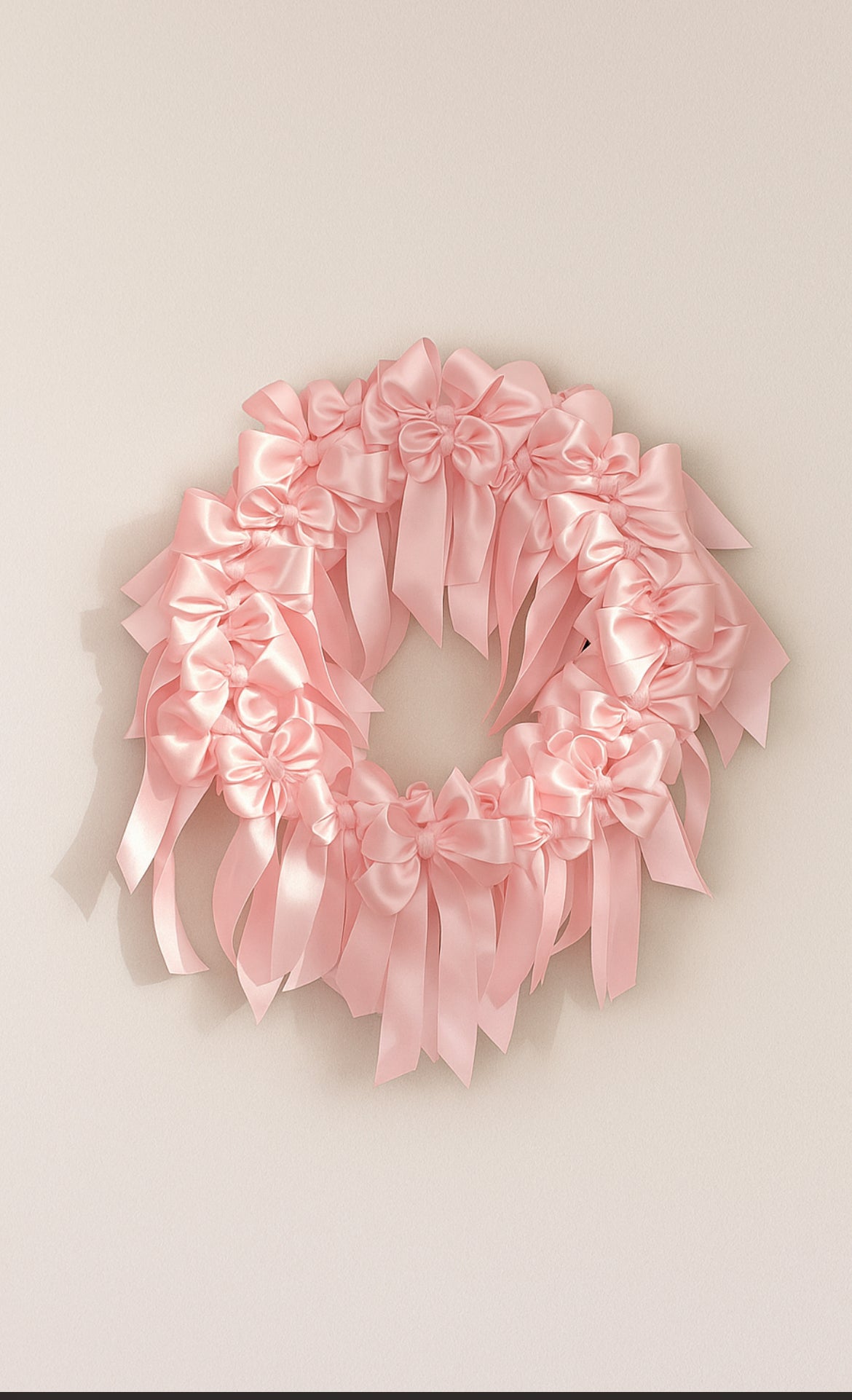 Pink Ribbon Bow Wreath 30cm