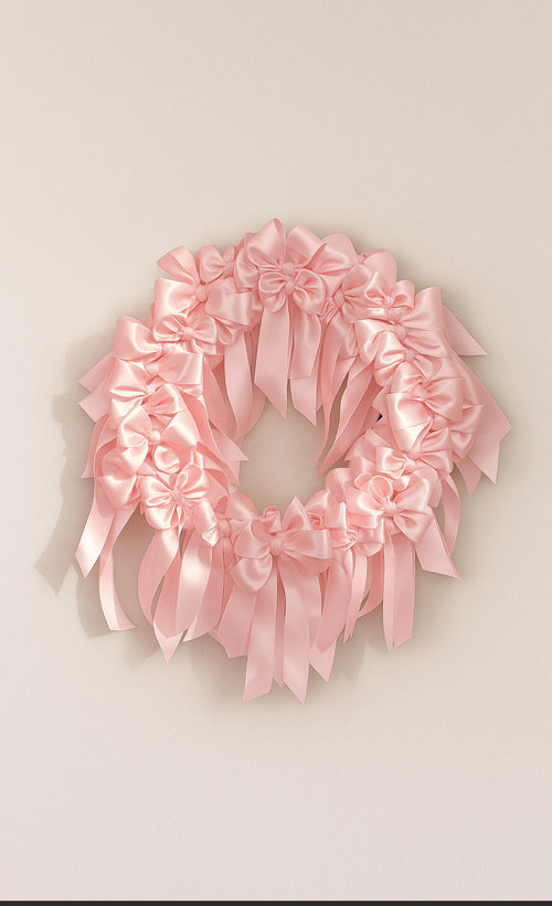 Pink Ribbon Bow Wreath 30cm