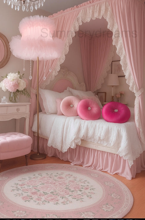 PINK TULLE NET EXTRA LARGE LAMPSHADE