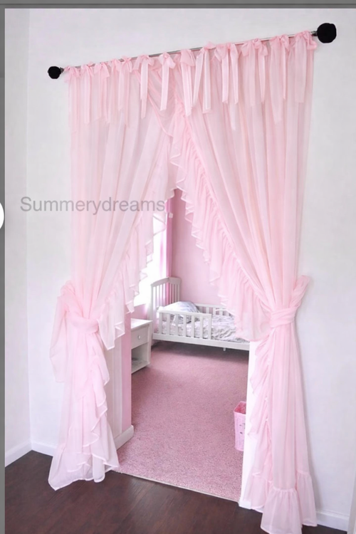 Chiffon pink and white combo curtain