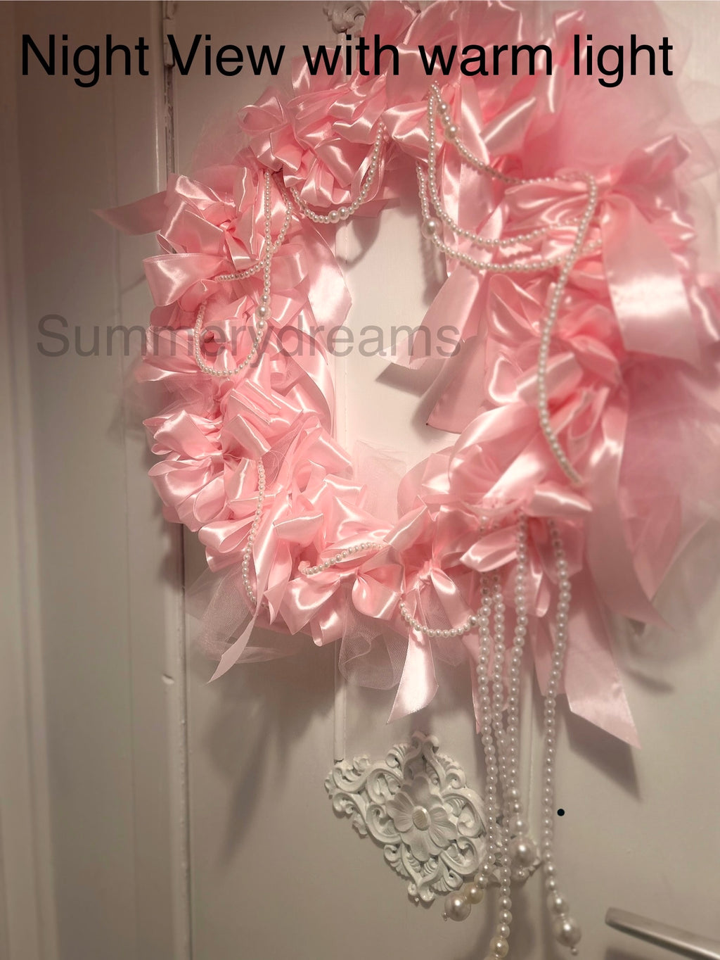 Pink Ribbon Bow Wreath 45cm