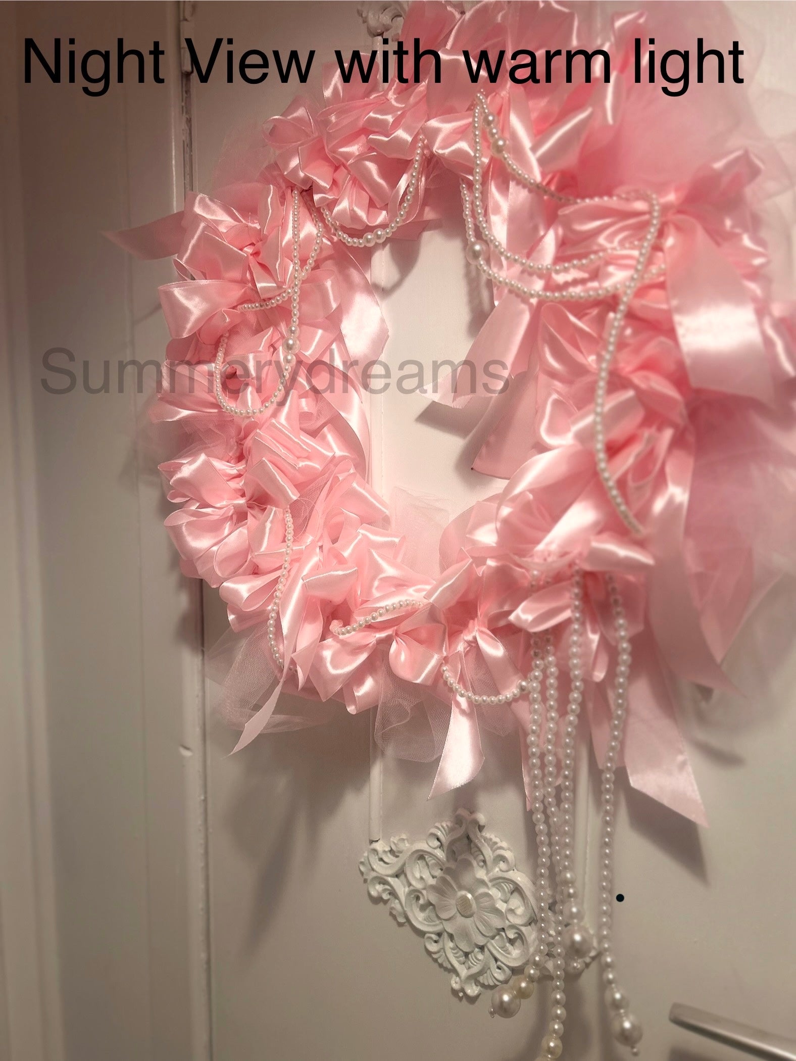 Pink Ribbon Bow Wreath 45cm