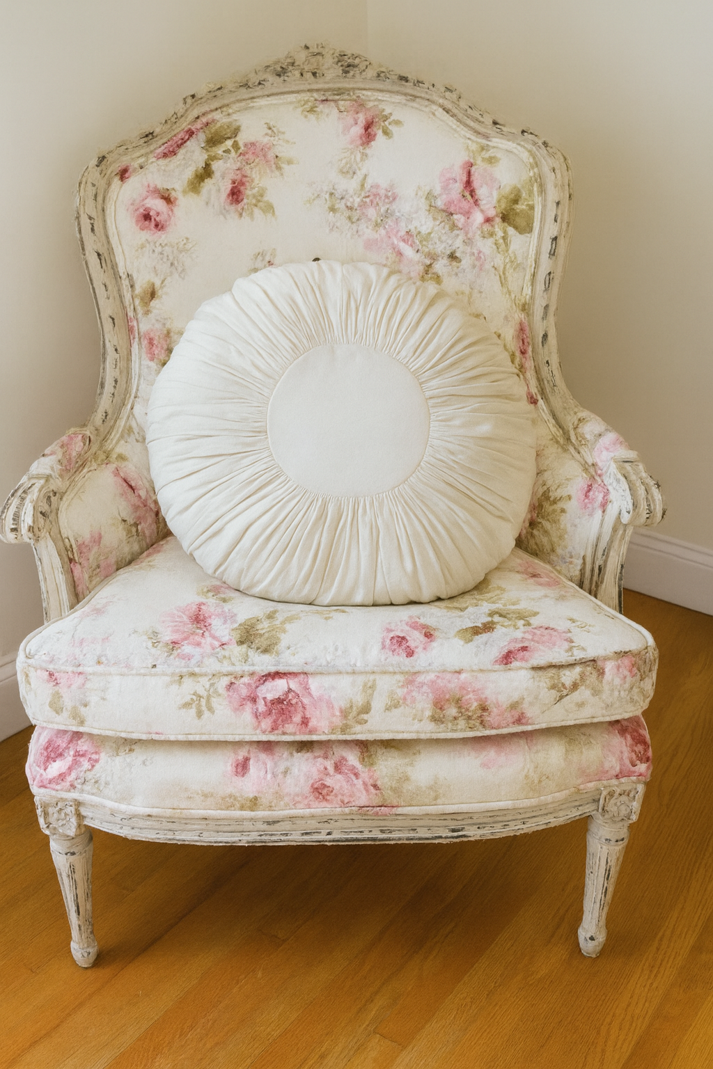 Shabby Chic white cushion 100% cotton