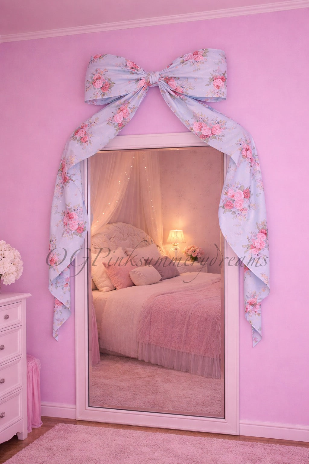 Fabric bow wall decor -wired