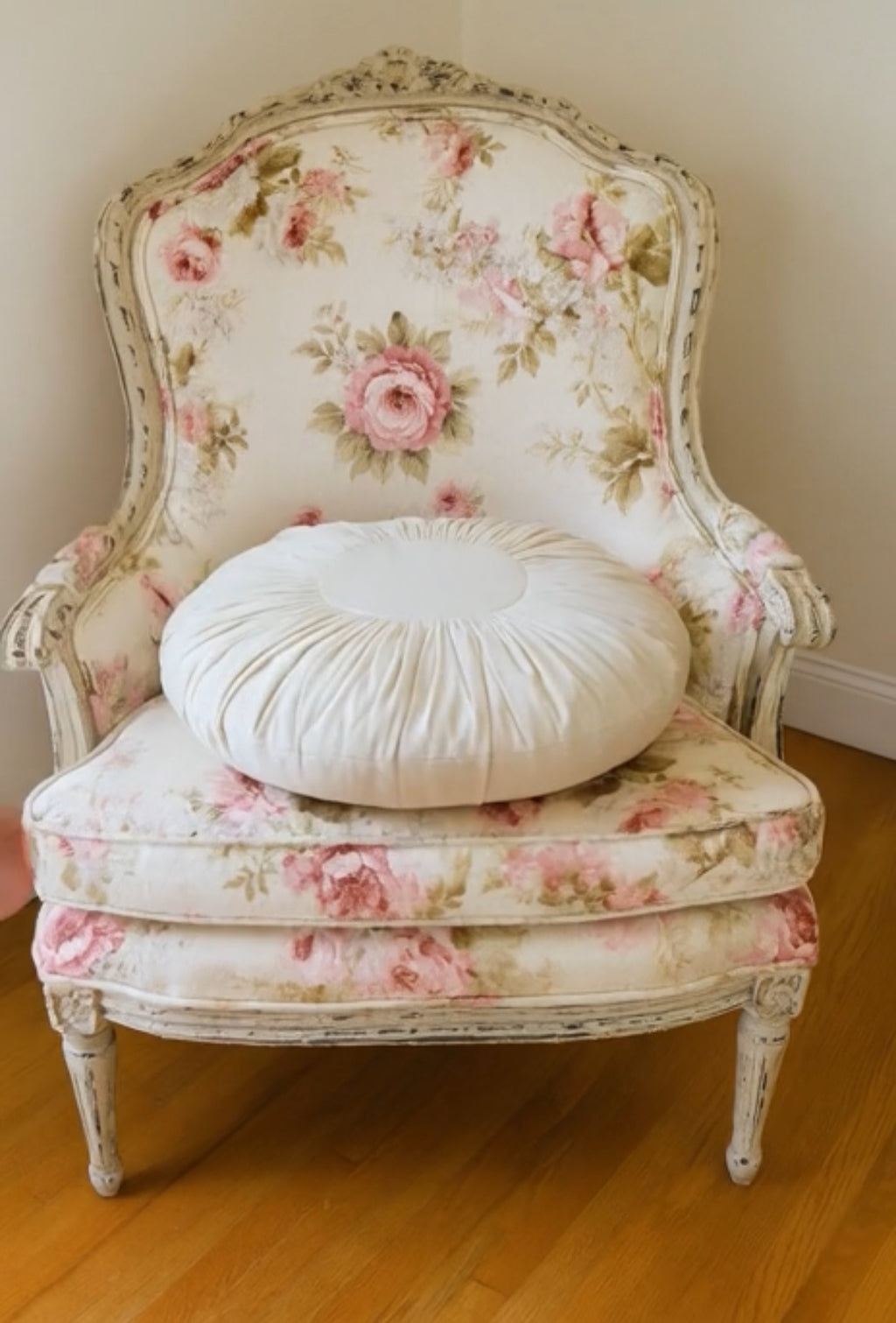 Shabby Chic white cushion 100% cotton