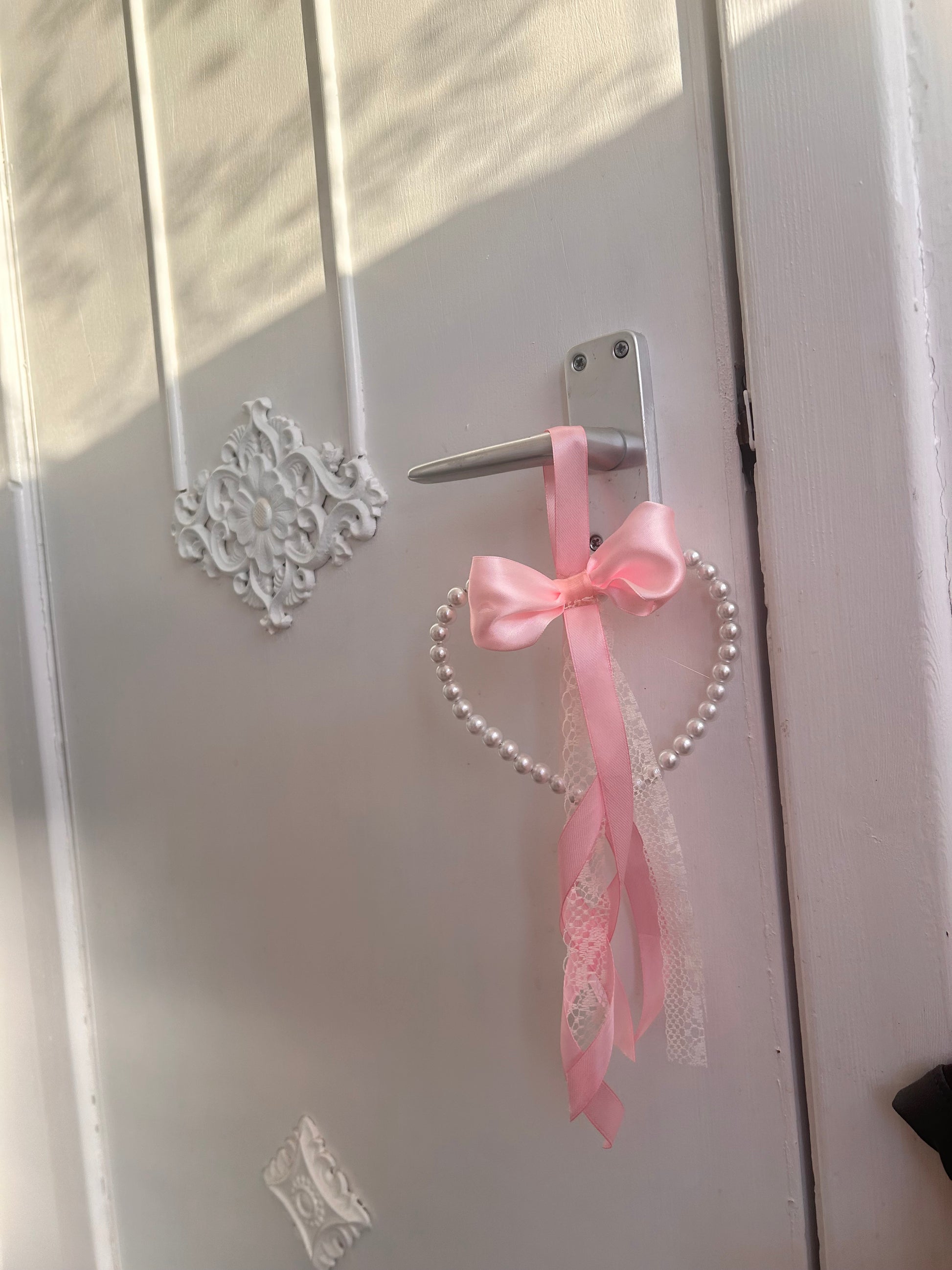 Set of 2 Pearl heart door bed pole charm