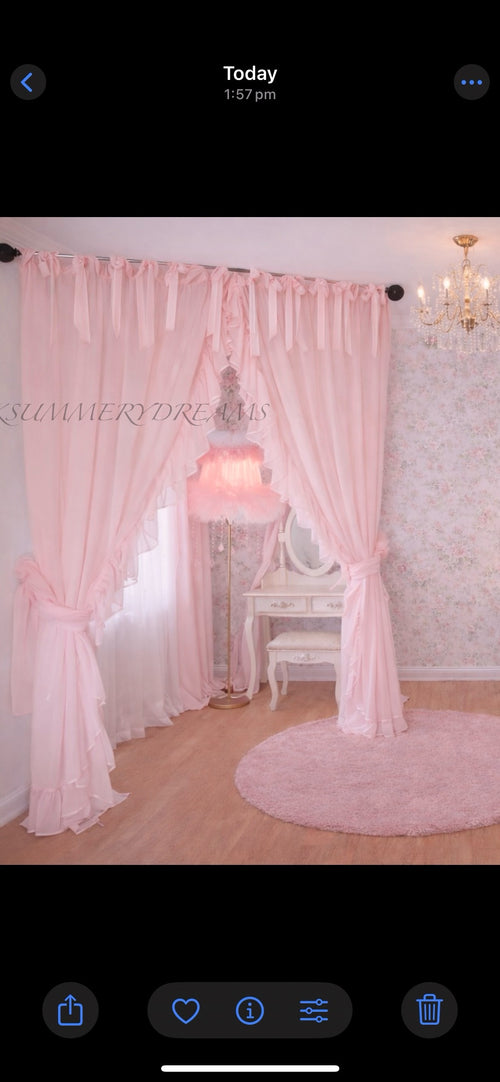 Chiffon pink and white combo curtain