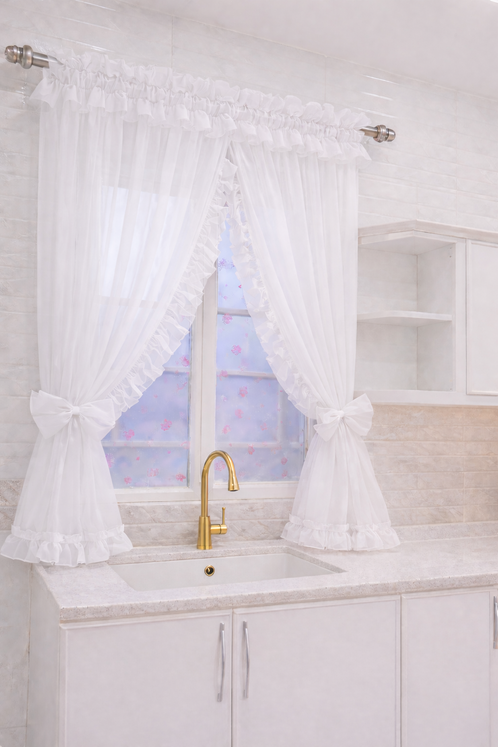 Fairytale ruffled sheer curtain panels pair