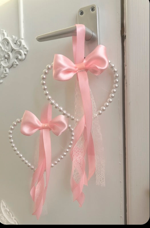 Set of 2 Pearl heart door bed pole charm