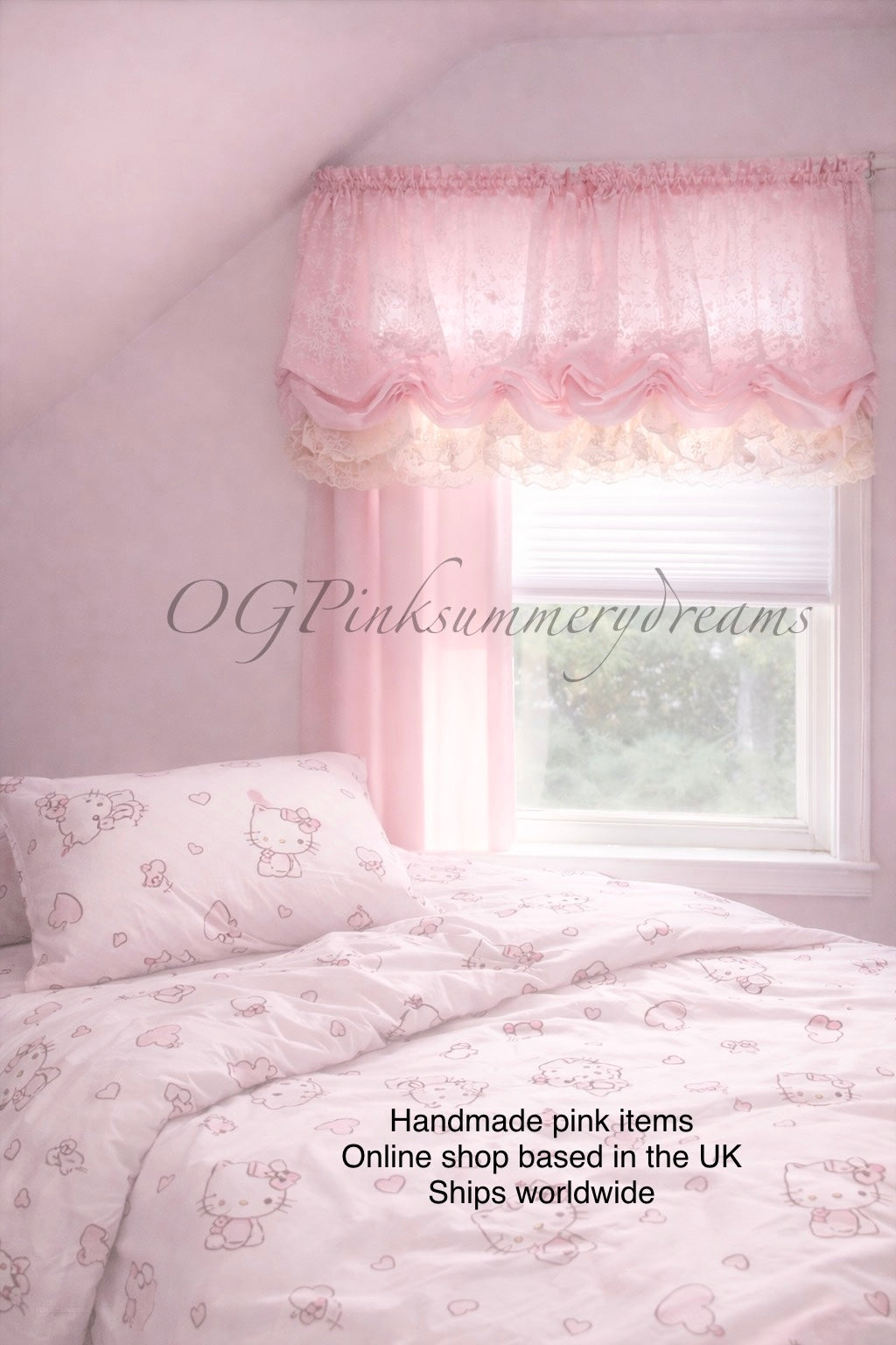 Fairytale pink embroidered curtain