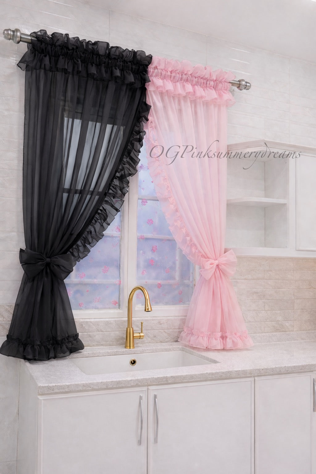 Fairytale ruffled sheer curtain panels pair