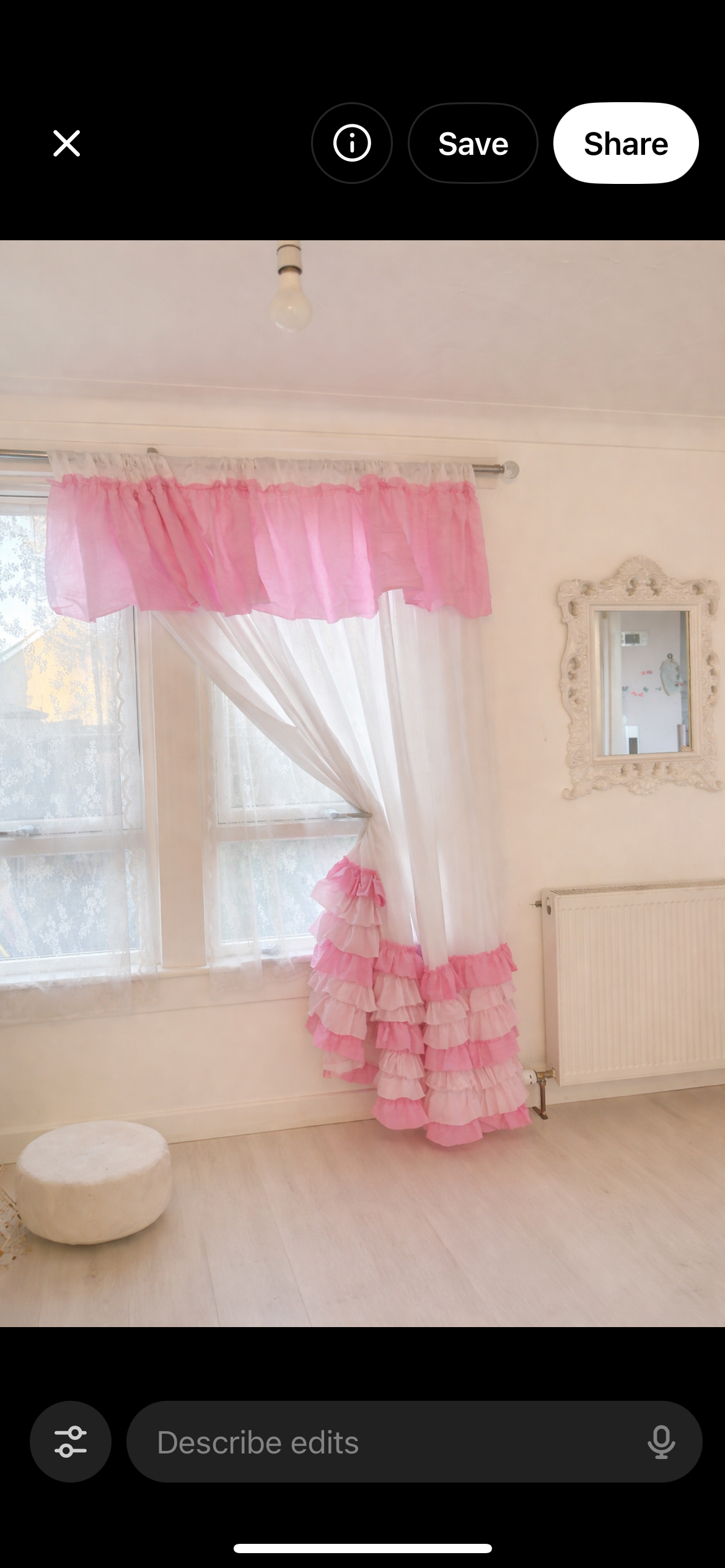 Cotton Frilled curtain in pink and white combination