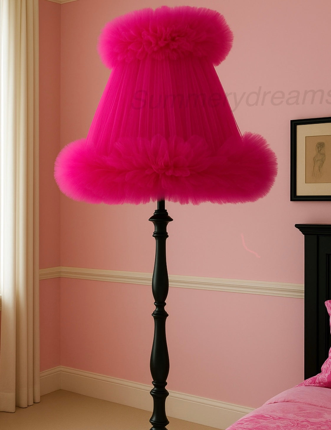 PINK TULLE NET EXTRA LARGE LAMPSHADE