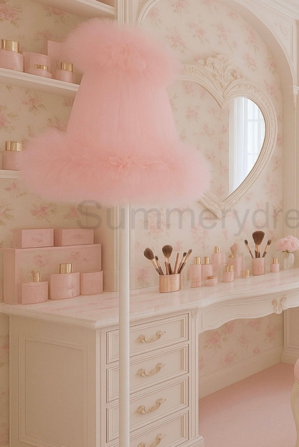 PINK TULLE NET EXTRA LARGE LAMPSHADE