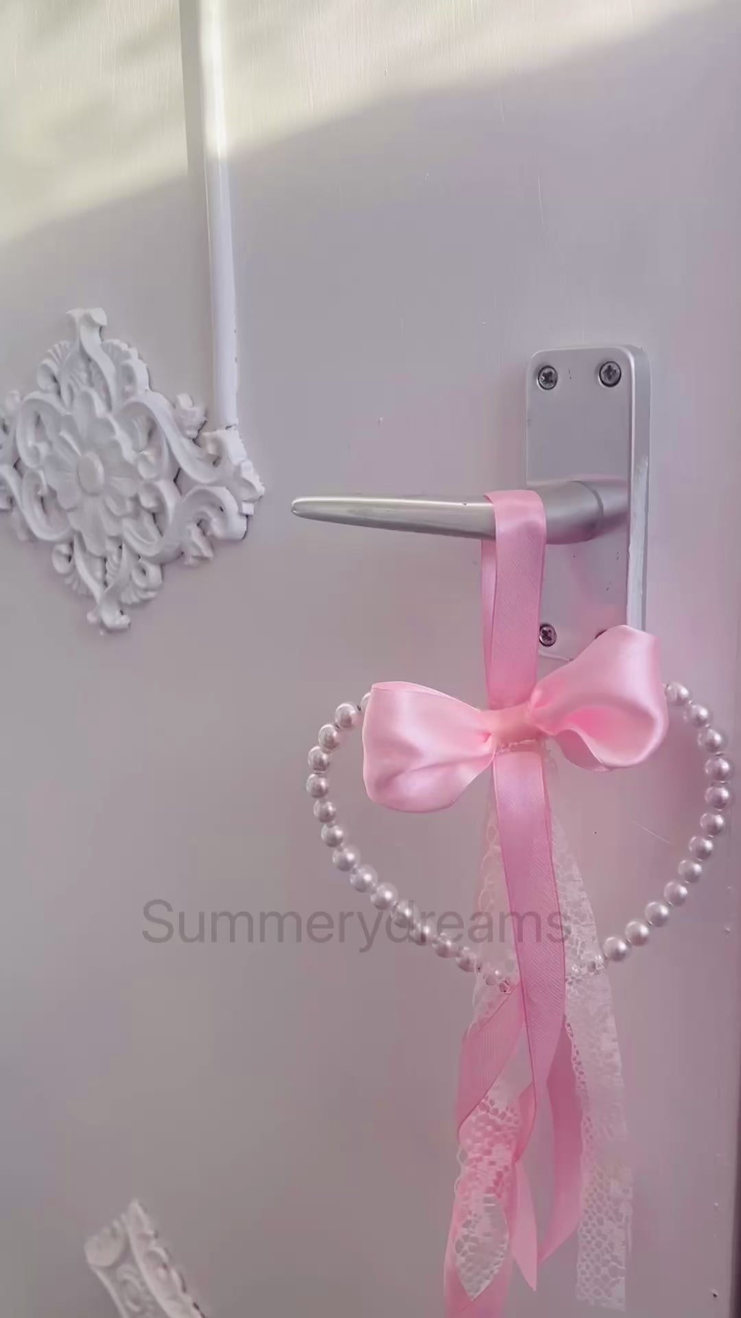Set of 2 Pearl heart door bed pole charm