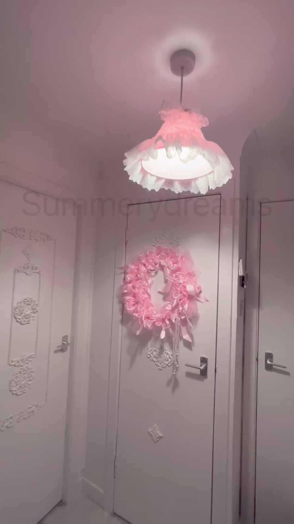 Pink Ribbon Bow Wreath 45cm