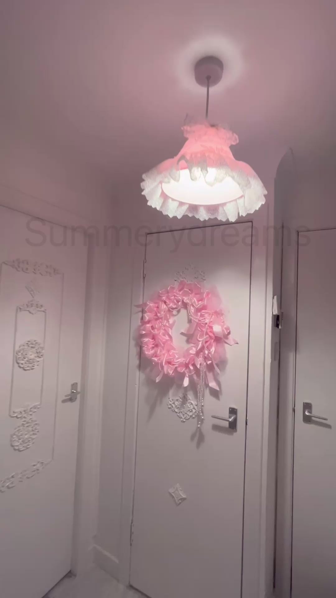 Pink Ribbon Bow Wreath 45cm