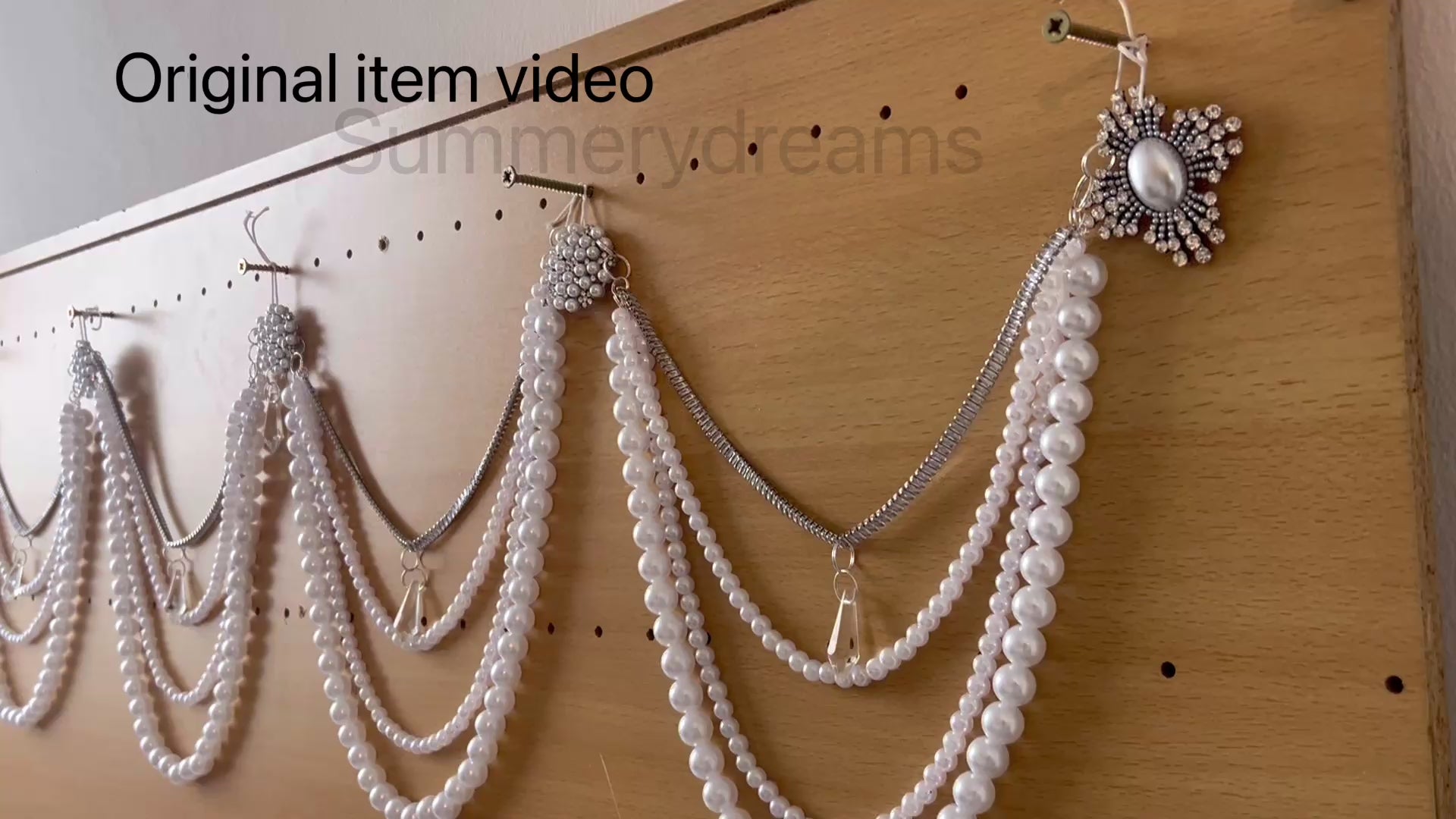 Fairytale Fireplace Mantel Garland with faux pearls and rhinestones -Handcrafted